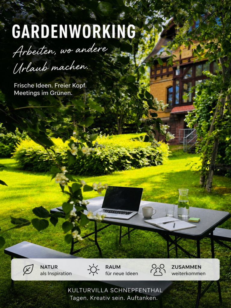Parkähnlicher Garten der Kulturvilla nahe Erfurt und Gotha.