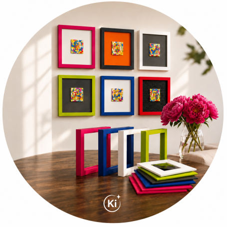 Popart Kunstwerke mit bunten Rahmen