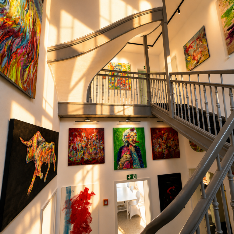 Stilvolle Meeting-Location mit moderner Kunst für vertrauliche Gespräche und exklusive Geschäftstermine
