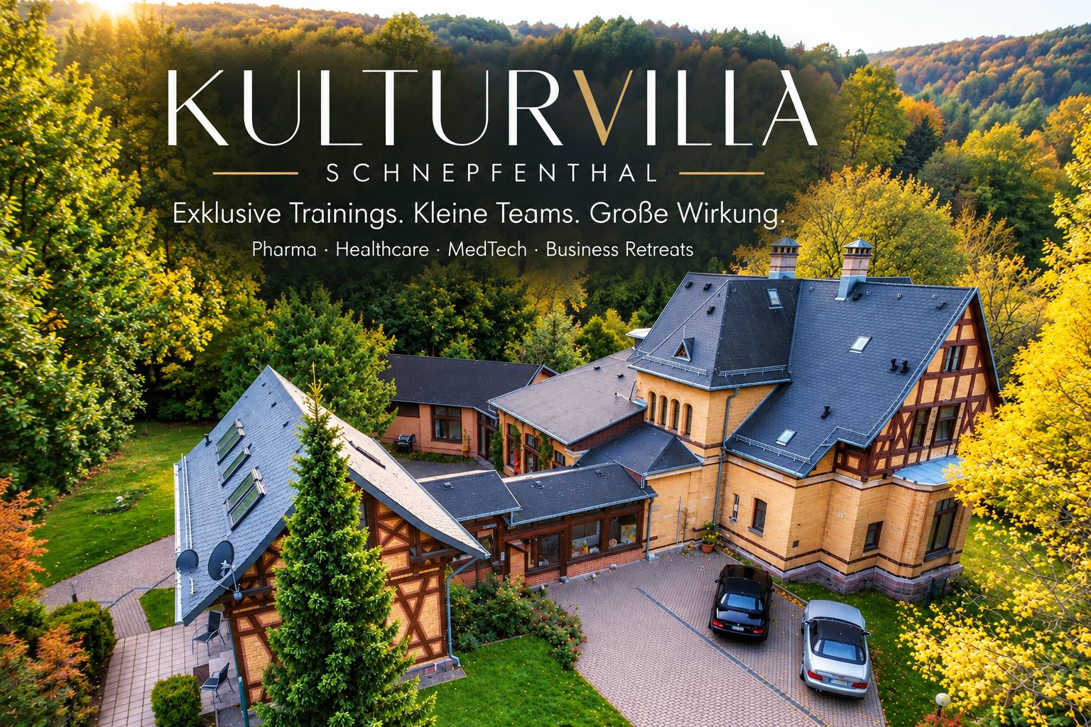 Kulturvilla Schnepfenthal – exklusive, eigentümergeführte Trainings- und Tagungslocation mit moderner Kunstgalerie in Thüringen. Kulturvilla Schnepfenthal – exklusive, eigentümergeführte Trainings- und Tagungslocation mit moderner Kunstgalerie in Thüringen.