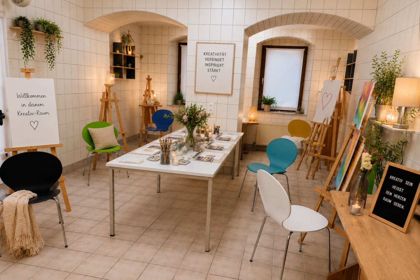 Kreativität entspannt Körper und Geist: Persönliche Malsessions in unserem Kreativstudio fördern Entspannung und Inspiration. Kreativität entspannt Körper und Geist: Persönliche Malsessions in unserem Kreativstudio fördern Entspannung und Inspiration.