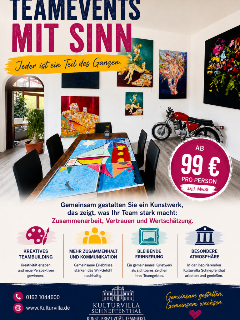 Kreatives Team-Event mit gemeinsamer Malaktion in der Kulturvilla Schnepfenthal in Thüringen