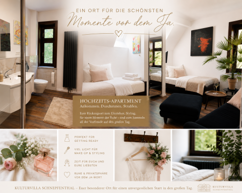 Ein besonderer Vorteil der Kulturvilla ist das liebevoll eingerichtete Apartment direkt im Haus.
