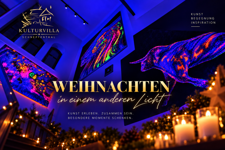 Ein Flyer für die Veranstaltung „Art & After Work“ in der Kulturvilla mit Details und Datum.